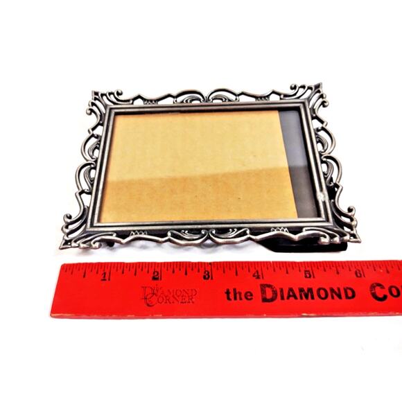 VTG Silver Tone Metal Scroll Art Deco Picture Photo Frame 3.5” X 5” Tabletop - Picture 4 of 8